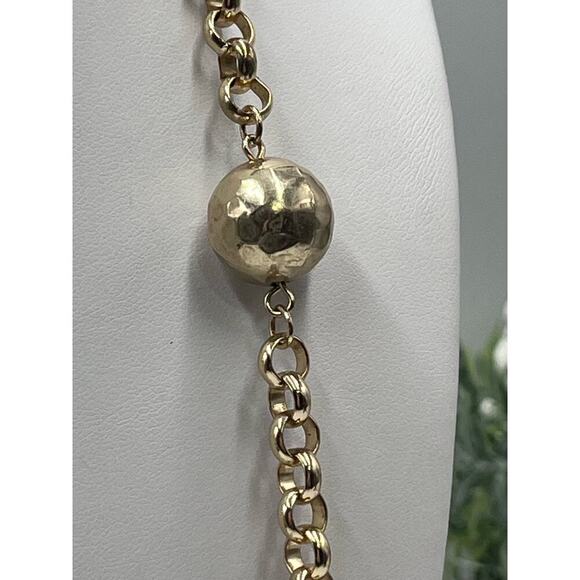 Chicos Maye Long Necklace Goldtone Metal Large Hammered Balls on
Chain 40" - Picture 3 of 14